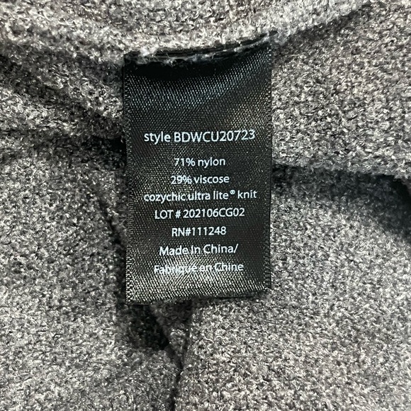 Barefoot Dreams CozyChic Ultra Lite Leopard Print Tie Hem Pullover Sweater Gray - Picture 9 of 11